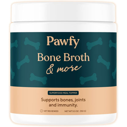 Pawfy Bone Broth For Dogs Chicken Flavor Seasoning Powder With Collagen For Joint Support And Digestion Gravy Topper Five Point Three Ounce