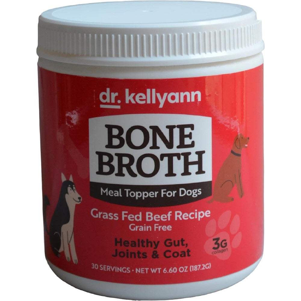 Dr. Kellyann Bone Broth Meal Topper For Dogs Grass Fed Beef Recipe With Collagen Grain Free Supplement 6.60 Ounce