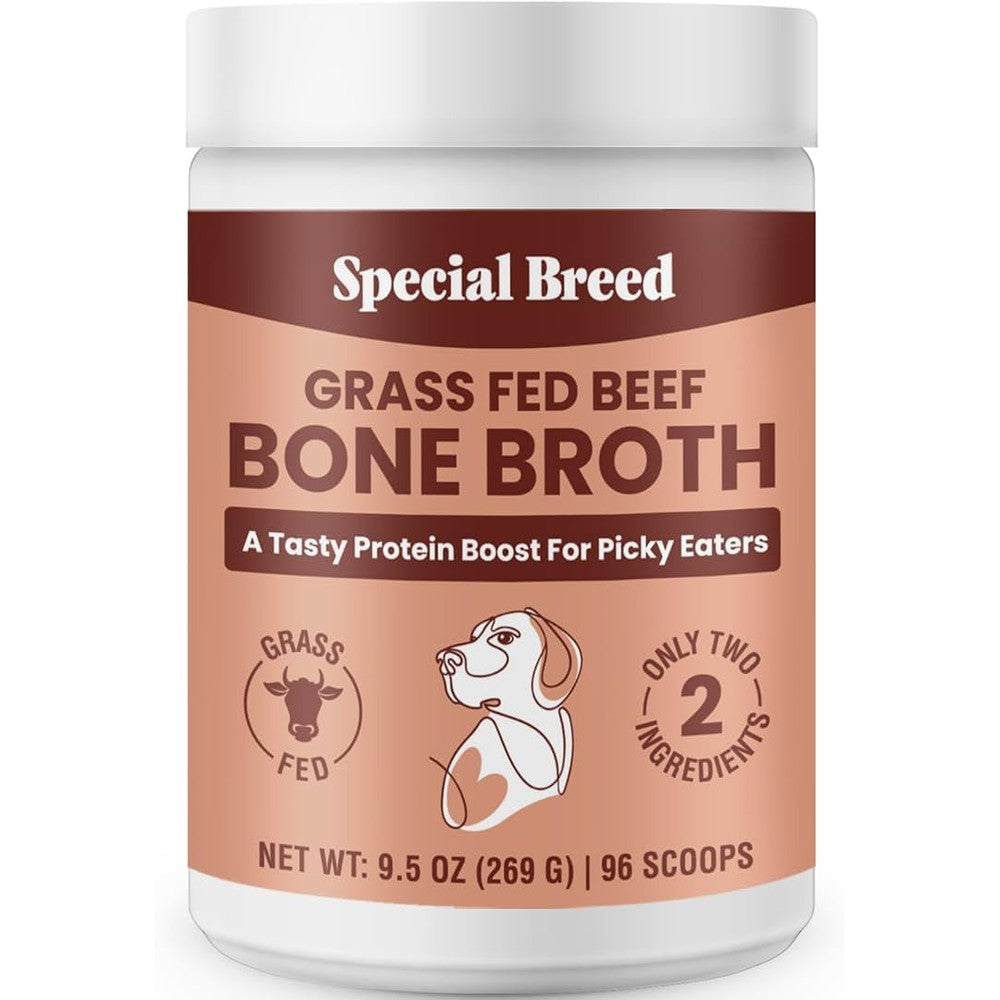 Special Breed Bone Broth Powder For Dogs And Cats Grass Fed Beef Meal Topper For Picky Eaters Joint And Immune Support Nine Point Five Ounce