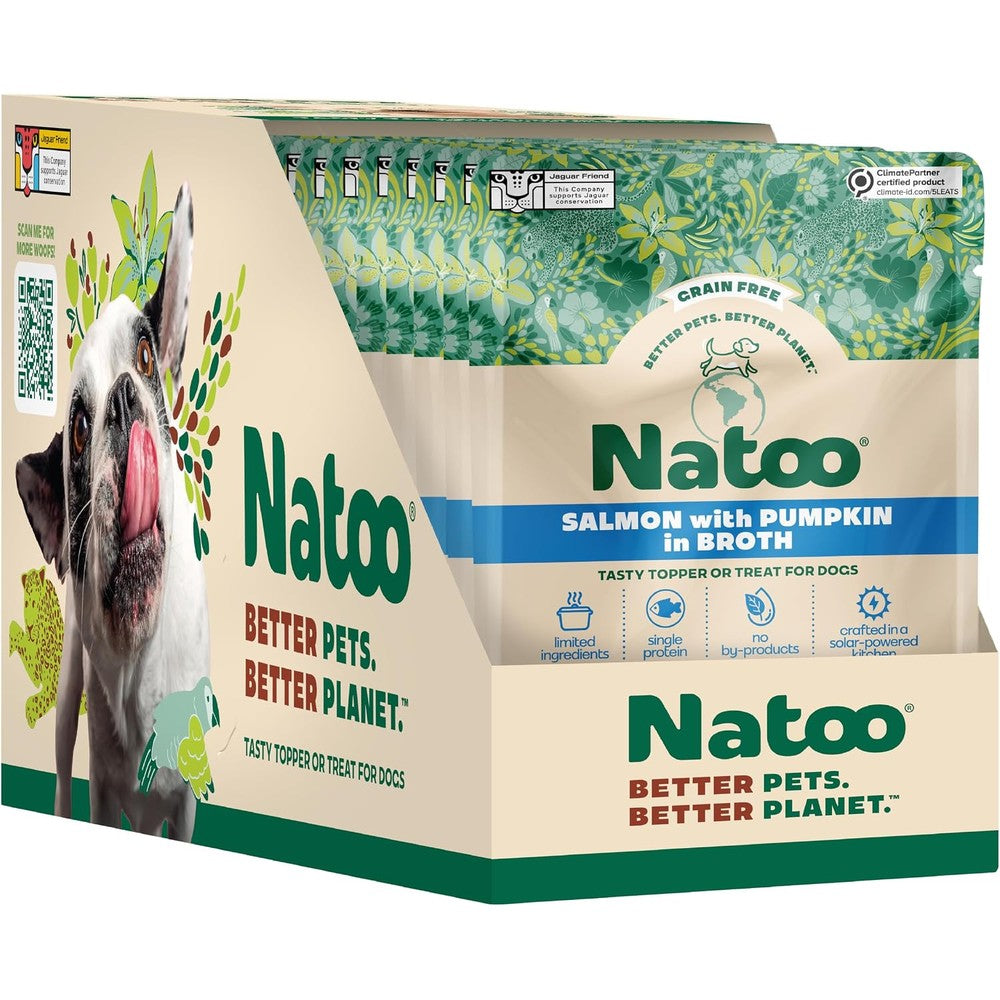 NATOO Dog Food Topper Salmon With Pumpkin Limited Ingredient Wet Meal Enhancer For Picky Eaters Case Of Twenty Pouches Three Ounces Each