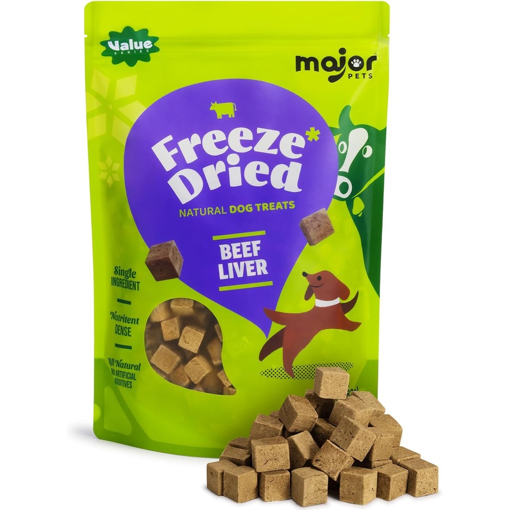Major Pets Freeze Dried Beef Liver Dog Treats Single Ingredient Grain Free High Protein Premium Training Rewards And Meal Topper Three Point Five O...