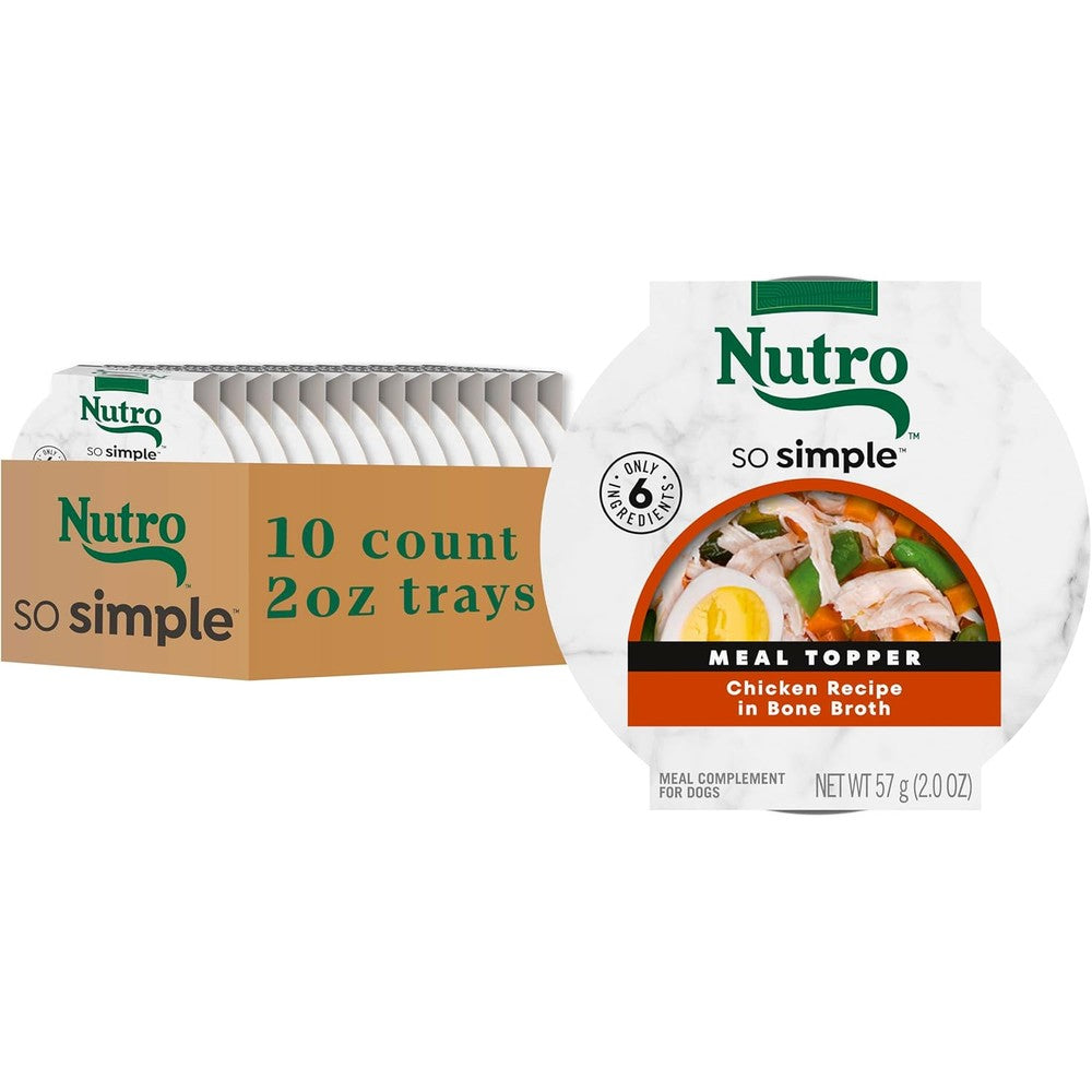 Nutro So Simple Wet Dog Food Meal Complement Chicken Recipe In Bone Broth Grain Free Adult Dog Food Toppers Two Ounce Trays Ten Count Pack Of One