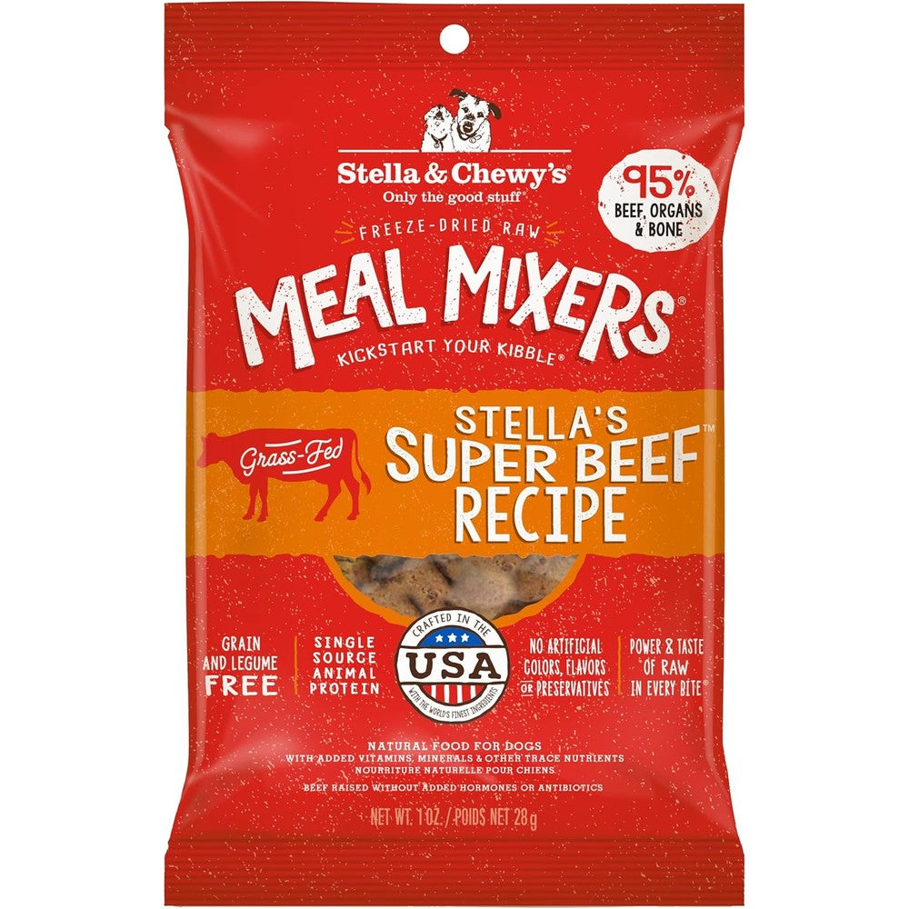 Stella & Chewy's Freeze-Dried Raw Super Beef Recipe Meal Mixers Dog Food Topper And Kibble Mixer For Picky Eaters Grain-Free 1 Ounce
