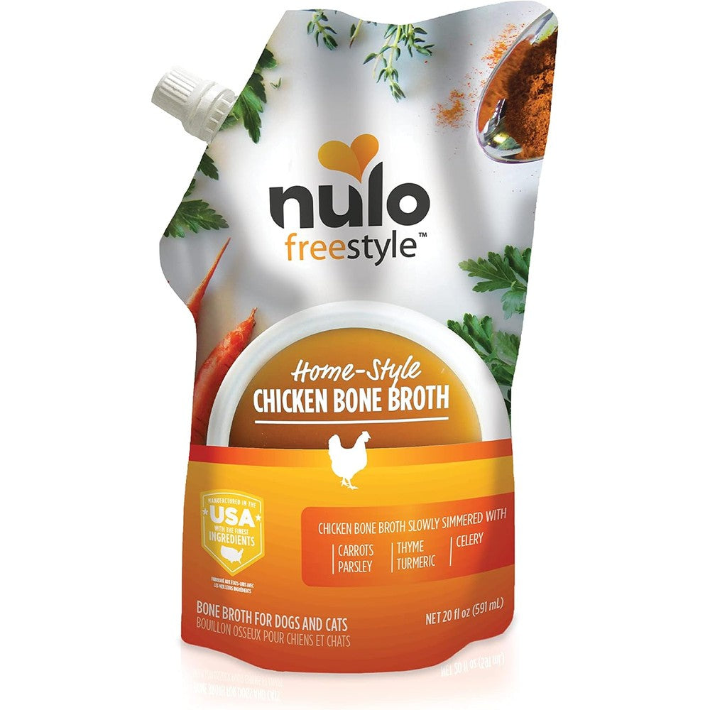 Nulo Freestyle Chicken Bone Broth Premium Food Topper For Dogs And Cats 20 Fluid Ounce Pouch