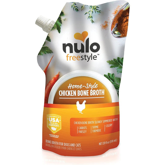 Nulo Freestyle Chicken Bone Broth Premium Food Topper For Dogs And Cats 20 Fluid Ounce Pouch