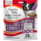 Good 'n' Tasty Triple Flavor Puree Mix-Ins Dog Food Topper Treats For All Dogs, 28 Count, Duck, Beef, And Rabbit Formula