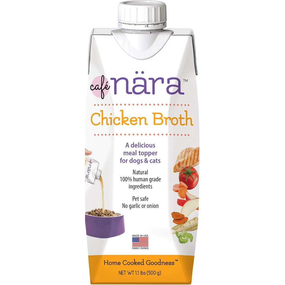 Café Nara Natural Human Grade Grain Free Chicken Broth Pour Over Liquid Meal Topper For Dehydrated Food For Dogs And Cats 17.6 Fluid Ounces