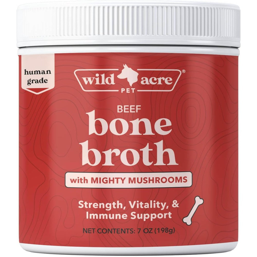 Wild Acre Premium Beef Bone Broth For Dogs High Protein And Collagen Enhanced Food Topper With Mushroom Blend Powder 7 Ounces