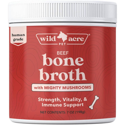 Wild Acre Premium Beef Bone Broth For Dogs High Protein And Collagen Enhanced Food Topper With Mushroom Blend Powder 7 Ounces