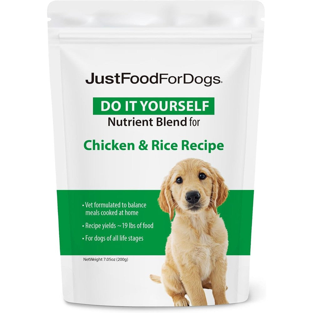 JustFoodForDogs DIY Nutrient Blend For Chicken And Rice Recipe Multivitamin Powder For Homemade Dog Food 7.05 Ounces