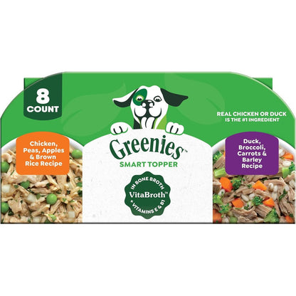 Greenies Smart Topper High Protein Wet Dog Food Meal Complement Variety Pack With Chicken And Duck Recipes, Eight Trays Of Two Ounces