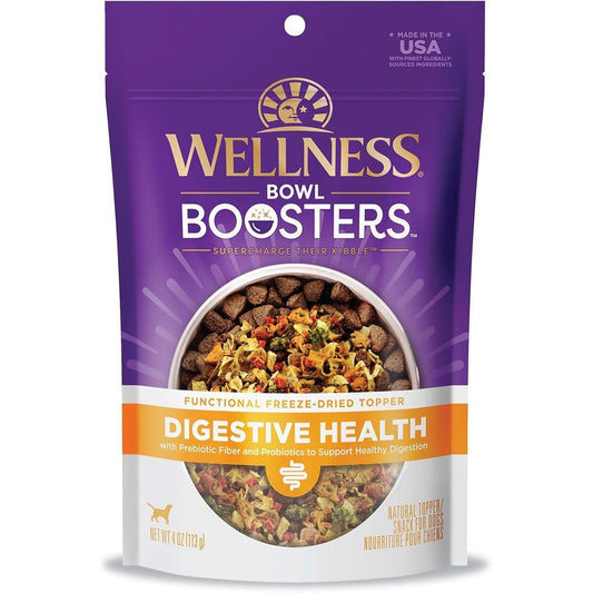 Wellness CORE Bowl Boosters Digestive Health Dog Food Topper Chicken Recipe Freeze Dried Meal Mixer For Sensitive Stomach Four Ounce Bag