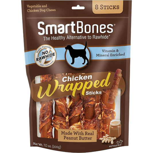 SmartBones Chicken-Wrapped Sticks Rawhide-Free Dog Chew Treats With Real Chicken And Peanut Butter 7 Ounce Pack Of 1