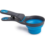 Dexas Popware For Pets Collapsible Klip Scoop 3-In-1 Pet Food Measuring Cup And Bag Clip 1/2 Cup Capacity Pro Blue