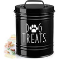 Outnili Small Dog Treat Container Airtight Metal Storage Jar 6 Inch Tall Black Rustic Kitchen Canister For Pet Snacks And Biscuits