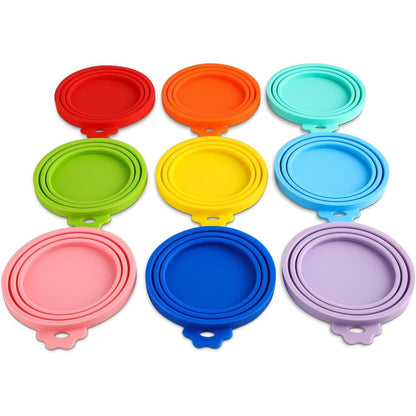 Yobbai Silicone Pet Food Can Lids 9 Pack Universal Covers For 3 Ounce To 13.2 Ounce Cans BPA Free Airtight Reusable Dishwasher Safe