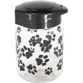 Lixit Dog Treat Plastic Jar With Airtight Lid For Pets 64 Fluid Ounce Gray Paw Print Design Made In United States Of America