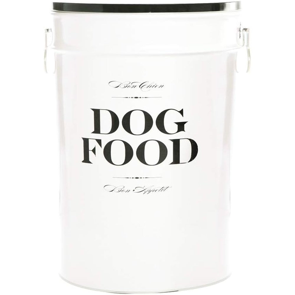 Harry Barker Bon Chien Dog Food Storage Canister Large 11 Gallon Airtight Stainless Steel Pet Food Container White