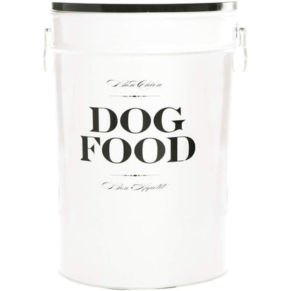 Harry Barker Bon Chien Dog Food Storage Canister Large 11 Gallon Airtight Stainless Steel Pet Food Container White