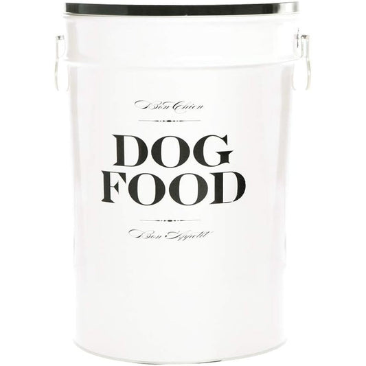 Harry Barker Bon Chien Dog Food Storage Canister Large 11 Gallon Airtight Stainless Steel Pet Food Container White