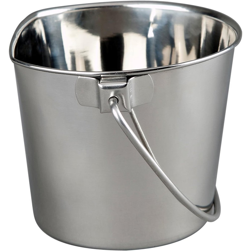 Advance Pet Products Heavy Duty Stainless Steel Flat Side Bucket 2 Quart For Dogs Cats And Kennels