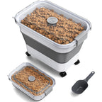 Viretec Collapsible Dog Food Storage Container 18 To 23 Pounds Capacity Airtight Pet Food Bin With Wheels And Scoop For Cats And Dogs