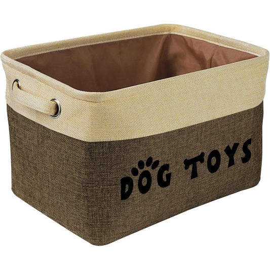 Pet Artist Collapsible Dog Toy Basket Storage Bin With Comfortable Handles For Pet Accessories Toys And Clothing In Brown Medium 15 By 11 By 9 Inches