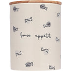 Pearhead Bone Appetite Ceramic Dog Treat Jar With Airtight Wooden Lid For Fresh Snacks, 4 Cup Capacity, Durable Kitchen Pet Food Storage Canister