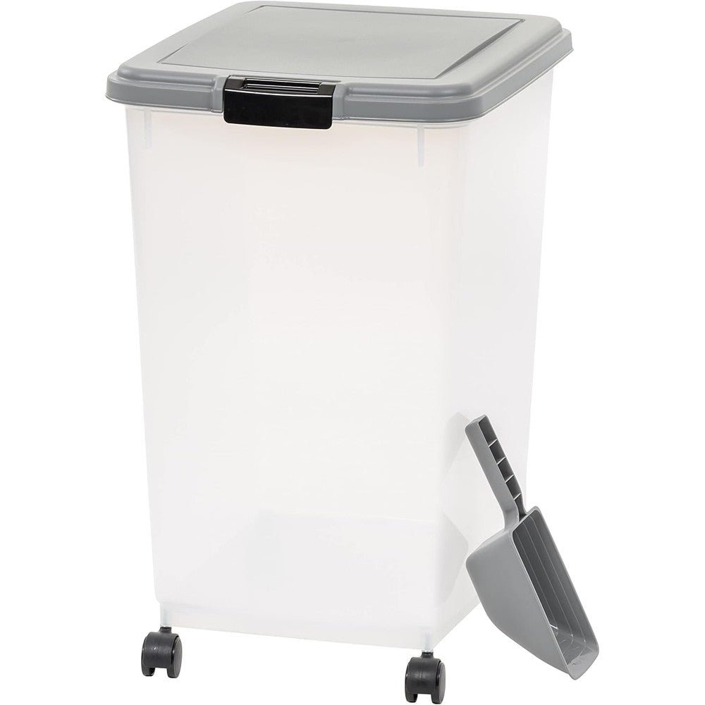 Amazon Basics Airtight Pet Food Storage Container With Scoop BPA Free Removable Wheels 69 Quart Gray