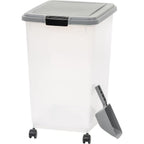 Amazon Basics Airtight Pet Food Storage Container With Scoop BPA Free Removable Wheels 69 Quart Gray