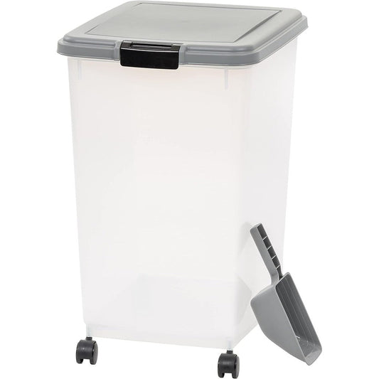 Amazon Basics Airtight Pet Food Storage Container With Scoop BPA Free Removable Wheels 69 Quart Gray