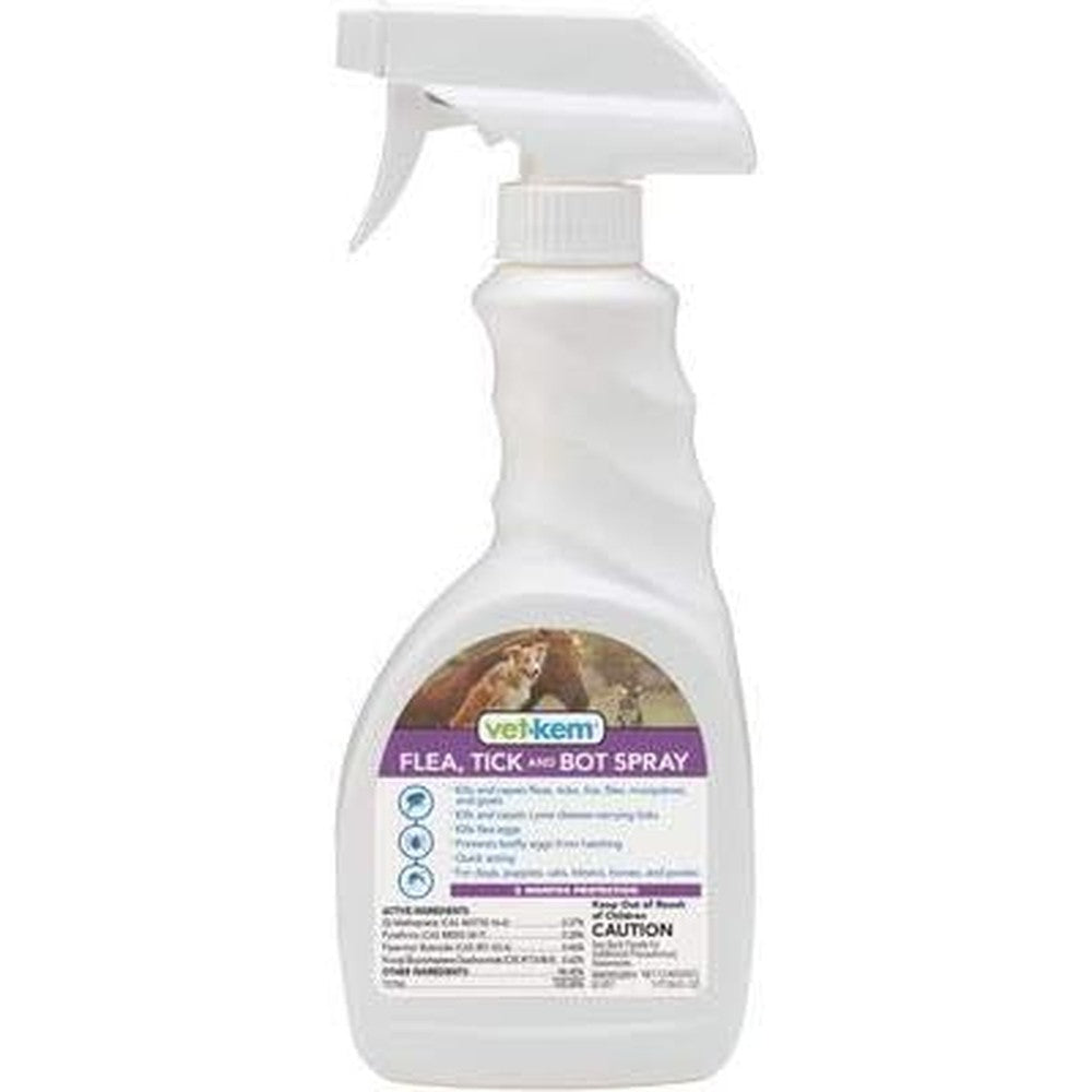 Vet-Kem Ovitrol Plus Flea, Tick, And Bot Spray For Dogs, Cats, And Horses 16 Fluid Ounce Authentic USA Import