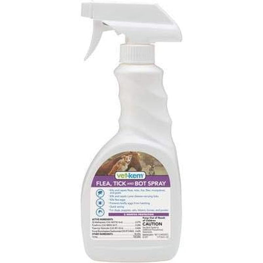 Vet-Kem Ovitrol Plus Flea, Tick, And Bot Spray For Dogs, Cats, And Horses 16 Fluid Ounce Authentic USA Import