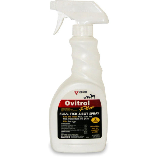 Vet-Kem Ovitrol Plus Flea, Tick, And Bot Spray For Pets, 16 Fluid Ounce Bottle
