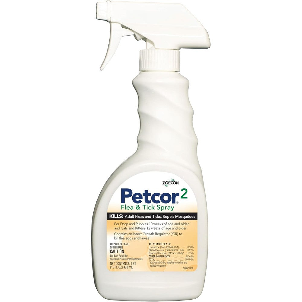 Zoecon Petcor 2 Flea And Tick Spray With Insect Growth Regulator For Dogs And Cats 16 Fluid Ounces