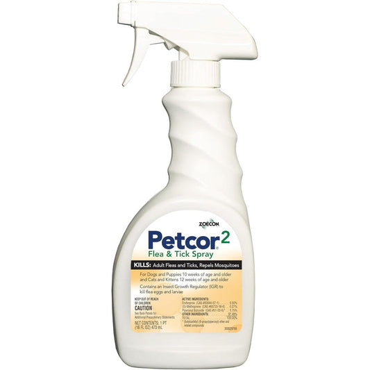Zoecon Petcor 2 Flea And Tick Spray With Insect Growth Regulator For Dogs And Cats 16 Fluid Ounces