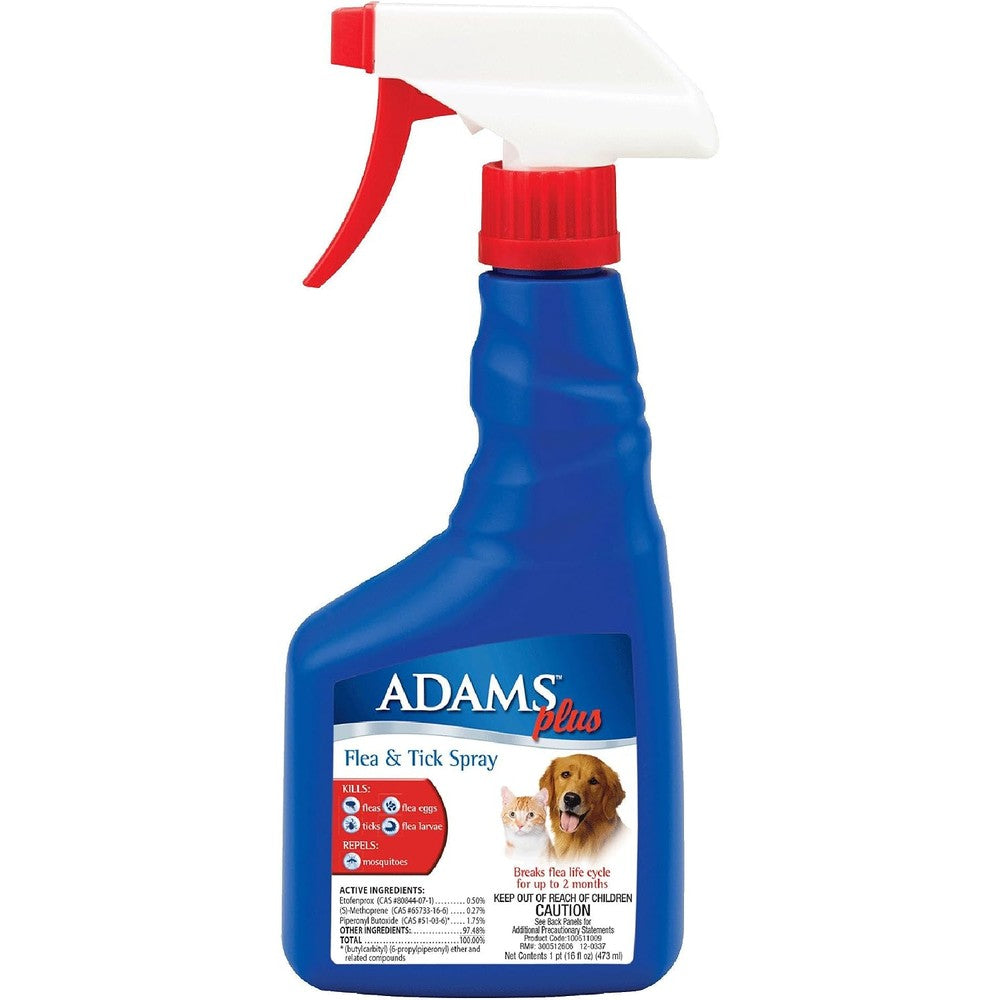 Adams Plus Flea And Tick Spray For Dogs And Cats, Effective Pest Treatment And Repellent, 16 Fluid Ounce