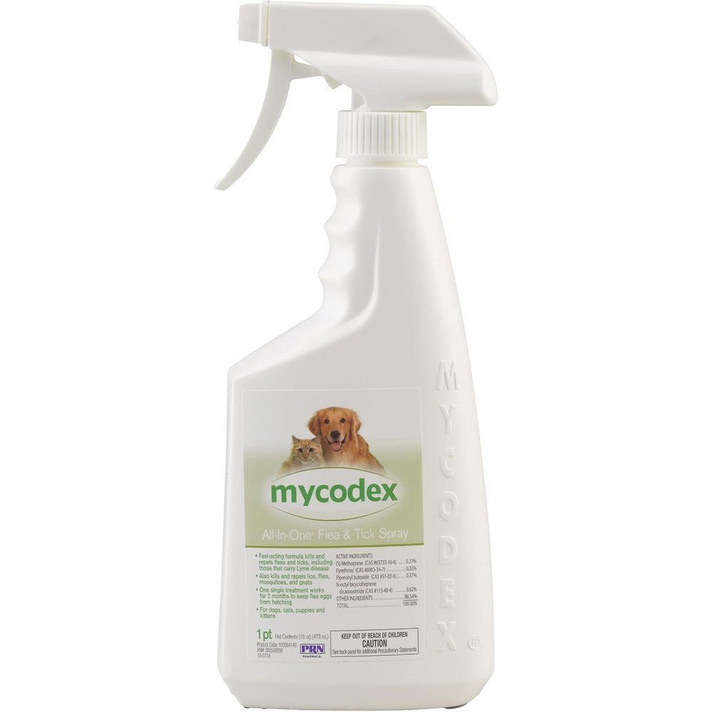 PRN Pharmacal Mycodex All In One Flea And Tick Spray For Dogs And Cats 16 Fluid Ounces