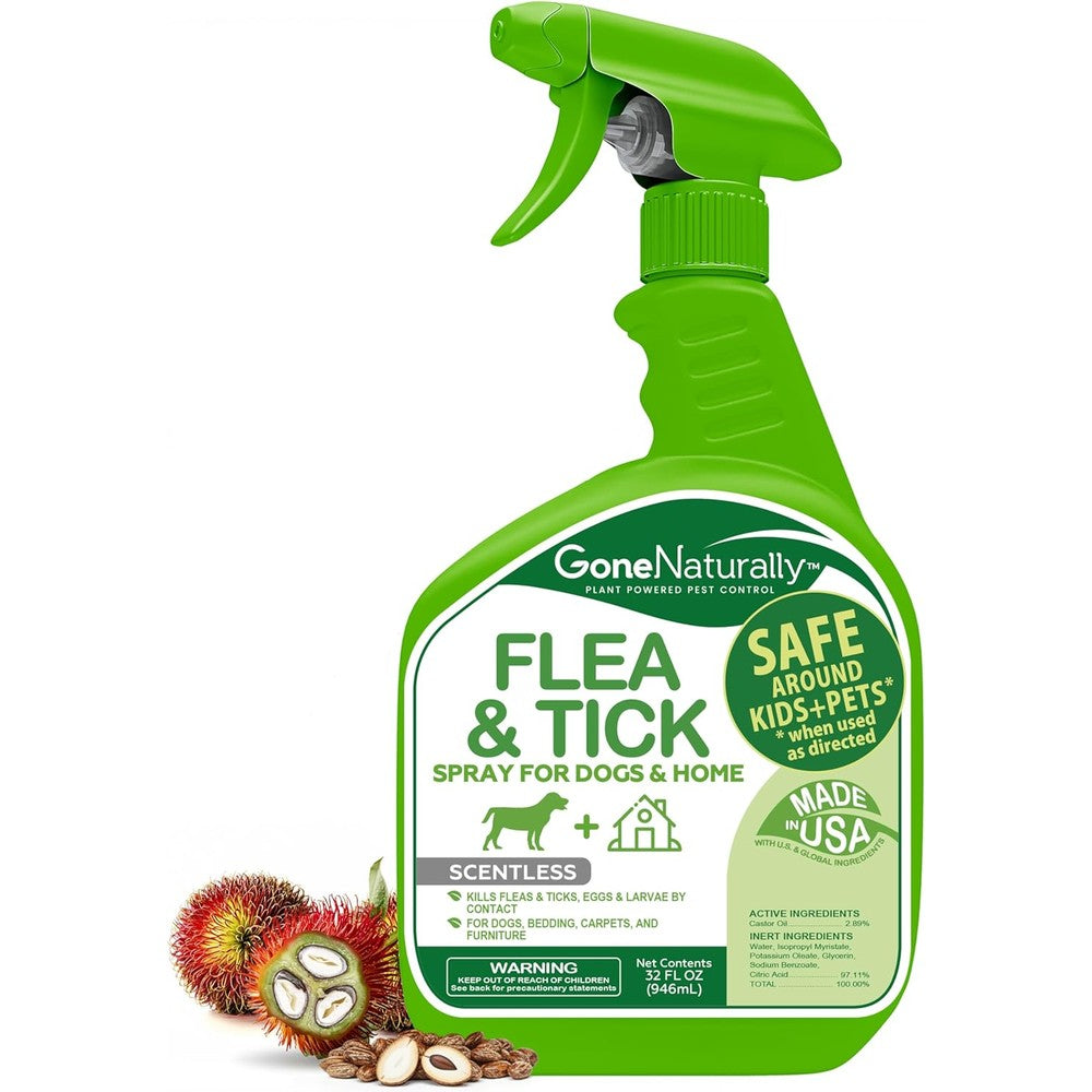 Natural Care Flea And Tick Spray For Dogs And Home Plant Based Multi Insect Killer And Bed Bug Treatment 32 Fluid Ounces