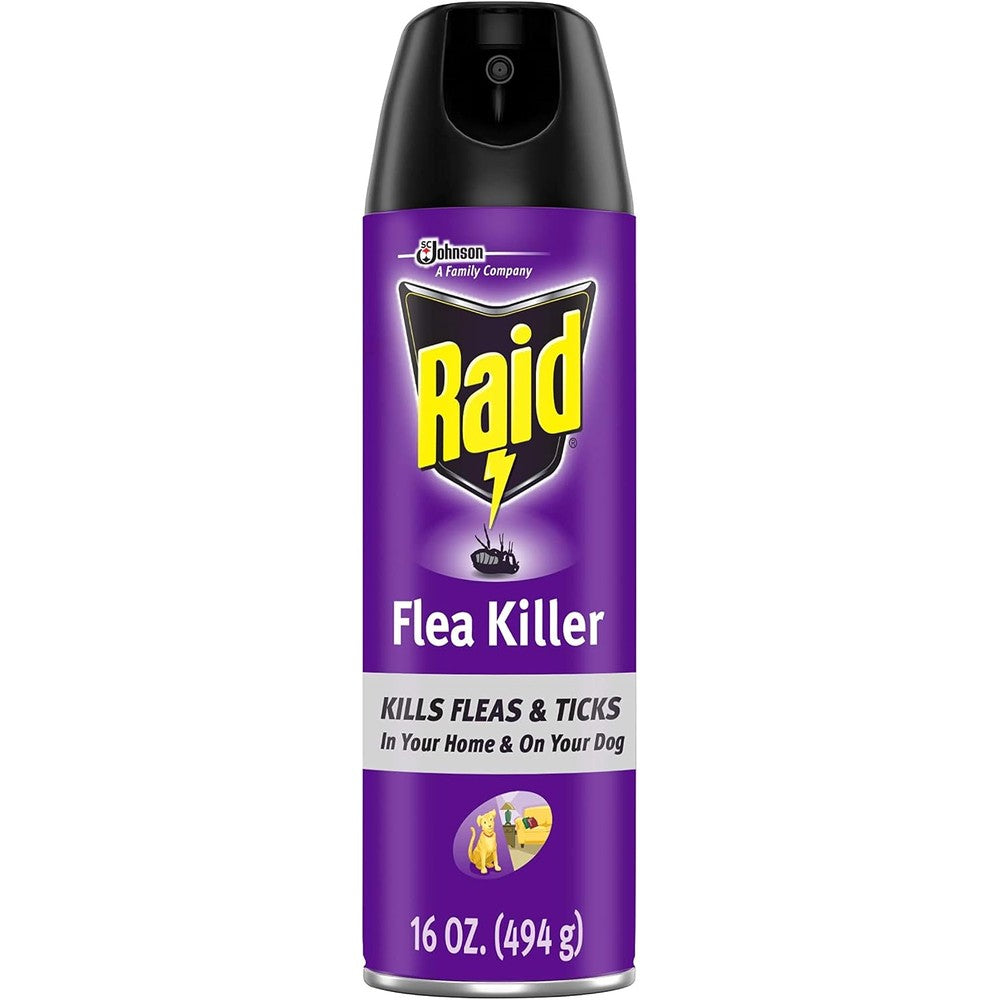 Raid Flea Killer Plus Carpet And Room Spray, Kills Fleas, Ticks, Roaches, Crickets, And Silverfish, 16 Fluid Ounce, Pack Of 6