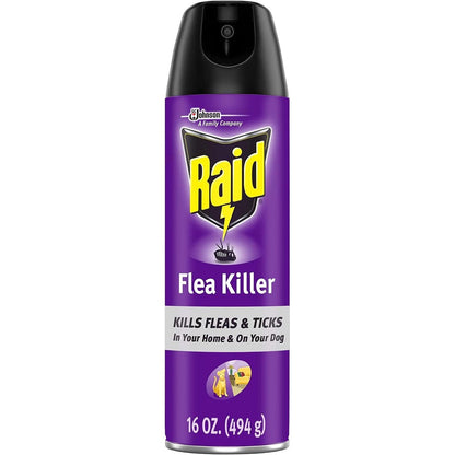 Raid Flea Killer Plus Carpet And Room Spray, Kills Fleas, Ticks, Roaches, Crickets, And Silverfish, 16 Fluid Ounce, Pack Of 6