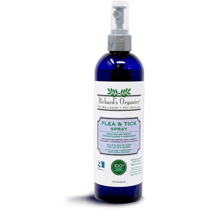 SynergyLabs Richard's Organics Gentle Flea And Tick Spray For Dogs With Natural Actives 12 Fluid Ounces