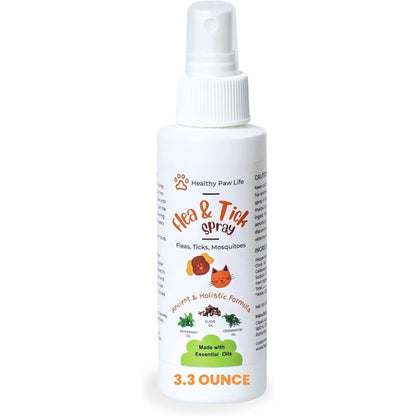 Healthy Paw Life Plant-Based Flea And Tick Spray For Dogs And Cats 100 Milliliter Bottle Natural Essential Oil Pest Repellent For Home And Pets