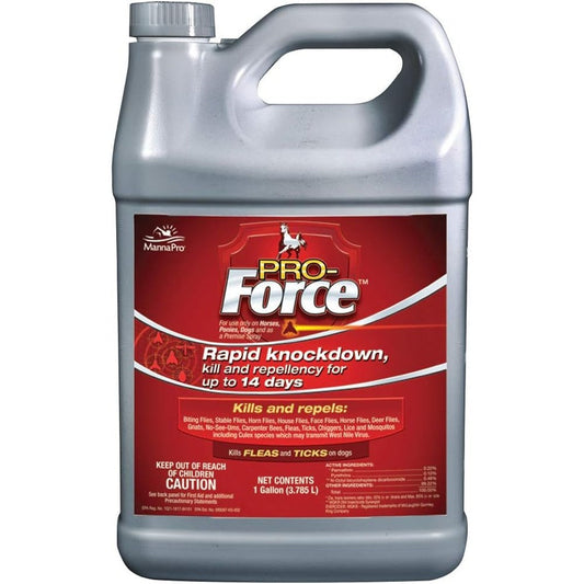 Manna Pro Pro-Force Fly Spray Rapid Knockdown And Repellent For Horses Ponies And Dogs 1 Gallon