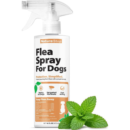 NatureStop Flea Spray For Dogs And Home Indoor And Outdoor Natural Flea Control Treatment 16 Fluid Ounce 475 Milliliters