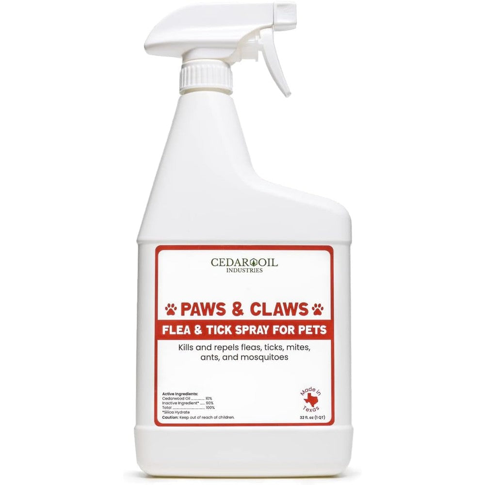 Cedar Oil Industries Paws And Claws Natural Flea And Tick Repellent Spray For Dogs And Cats 32 Fluid Ounce