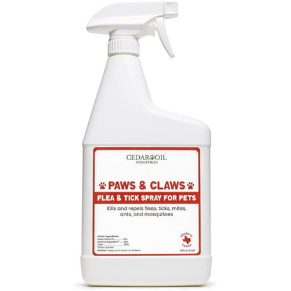 Cedar Oil Industries Paws And Claws Natural Flea And Tick Repellent Spray For Dogs And Cats 32 Fluid Ounce