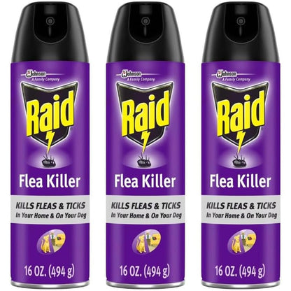 Raid Flea Killer Plus Carpet And Room Spray For Indoor Flea And Tick Control, Non Staining Formula, 16 Ounce (Pack Of 3)
