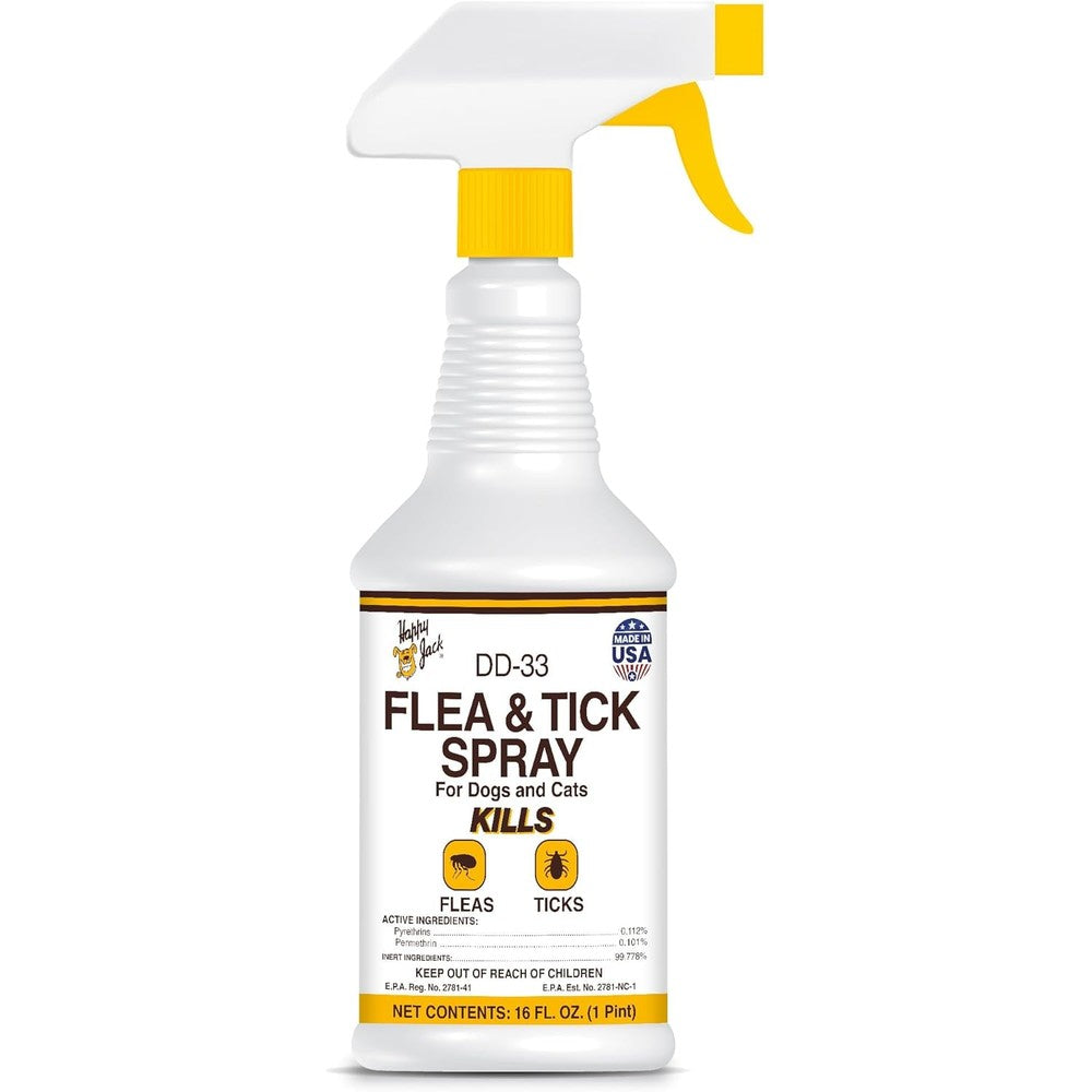 Happy Jack Dd-33 Flea And Tick Spray For Dogs And Cats Water Based Treatment Sixteen Fluid Ounce