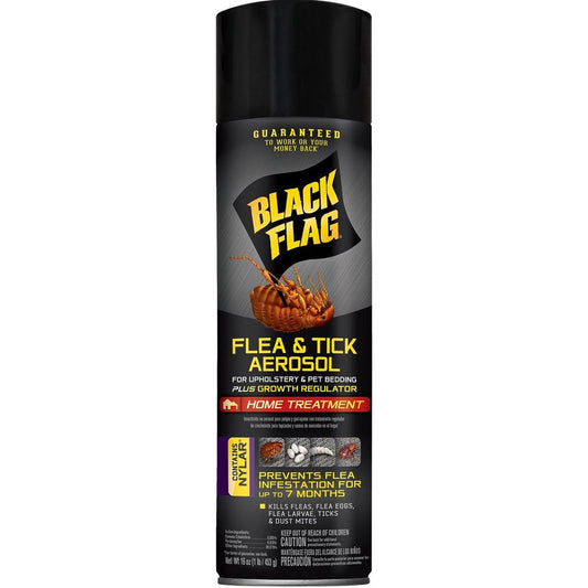 Black Flag Flea And Tick Killer For Upholstery And Pet Bedding Aerosol 16 Ounce Home Treatment Spray